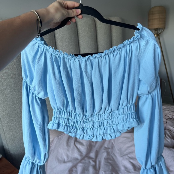 Blue off shoulder top size S - Picture 2 of 3